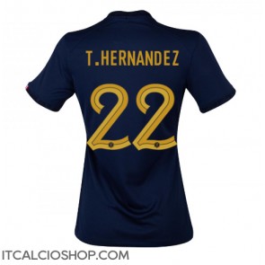 Francia Theo Hernandez #22 Prima Maglia Femmina Mondiali 2022 Manica Corta